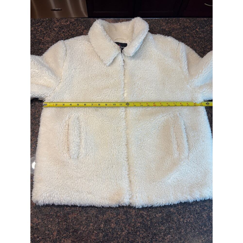 Cuddl Duds Cream Sherpa Oversized Bomber Jacket Size M - Picture 5 of 9